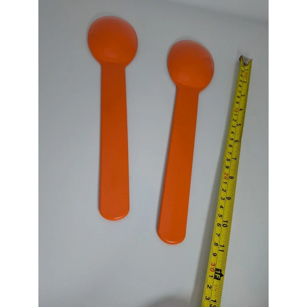 Set of 2 Giant 12 Yogurtland Melamine Orange Spoons Plastic